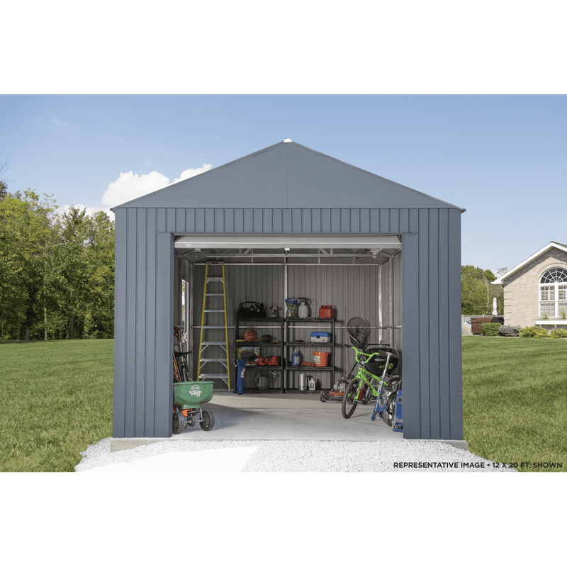 12' x 25' Everest Steel Garage Wind and Snow Rated - Charcoal - Seasonal Overstock