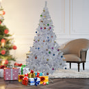 Christmas Trees, 5.9ft White Artificial Christmas Tree with 48 Ornaments - Seasonal Overstock