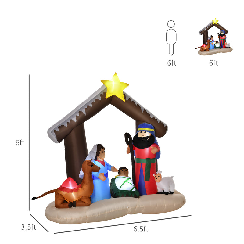 6ft Inflatable Nativity Scene with Jesus in a Manger - Seasonal Overstock