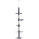 Cat Trees, Floor To Ceiling 5 Tier Cat Tree in Grey - Seasonal Overstock