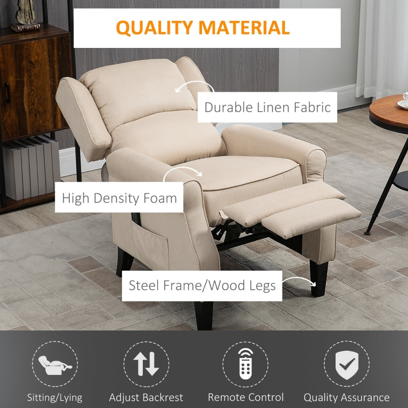 Ander Manual Push Reclining Chair with Vibration Massage - Cream White - Seasonal Overstock