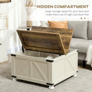 Coffee Tables, Ashton Square Farmhouse Coffee Table with Hinge Top Storage - Antique White - Seasonal Overstock