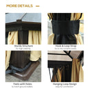 Aspen 14' x 12' Hard Top Patio Gazebo with Curtains and Netting - Seasonal Overstock