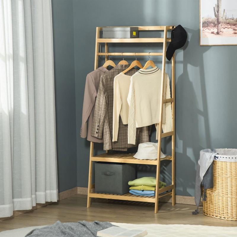 Bamboo 27.5" Wide Garment Rack with Shelves - Seasonal Overstock