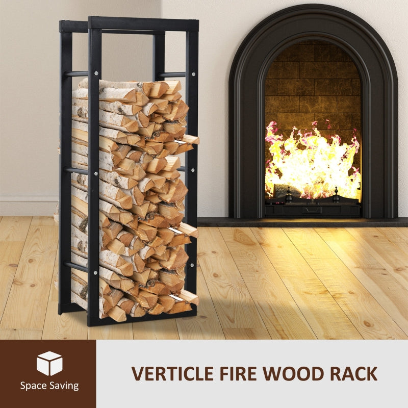Black Vertical Indoor Outdoor Log Holding Firewood Rack 16
