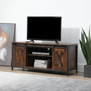 TV Stand, Deacon Barn Door TV Stand Media Unit for TVs up to 60" - Rustic Brown - Seasonal Overstock
