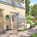 6' x 4' Lean-To Aluminum Frame Walk-In Greenhouse with Polycabonate Panels, Sliding Door - Silver