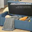 Benches, Osman 47" Nailhead Blue Upholstered Storage Bench - Seasonal Overstock