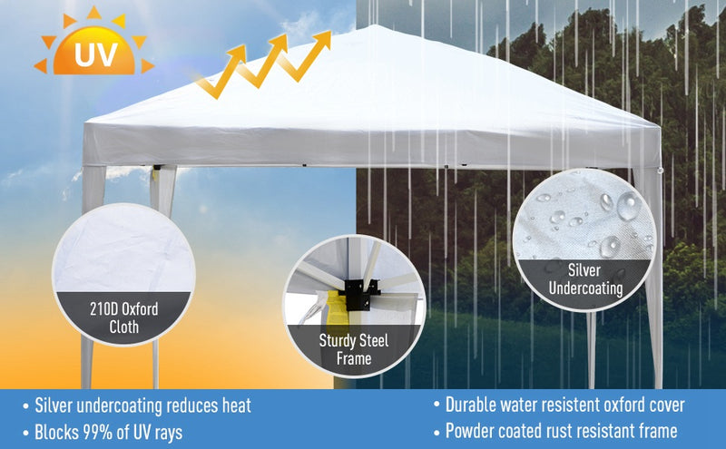 10' x 10' Easy Pop-Up Canopy Tent - White - Seasonal Overstock