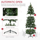 Christmas Trees, 6ft Skinny Artificial Pre-Lit Christmas Tree with Pine Cones & 250 LEDs - Seasonal Overstock