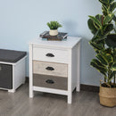 Arya 3 Drawer Multi Tone Farmhouse Bedside Night Table - Seasonal Overstock