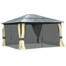 Aspen 14' x 12' Hard Top Patio Gazebo with Curtains and Netting - Seasonal Overstock