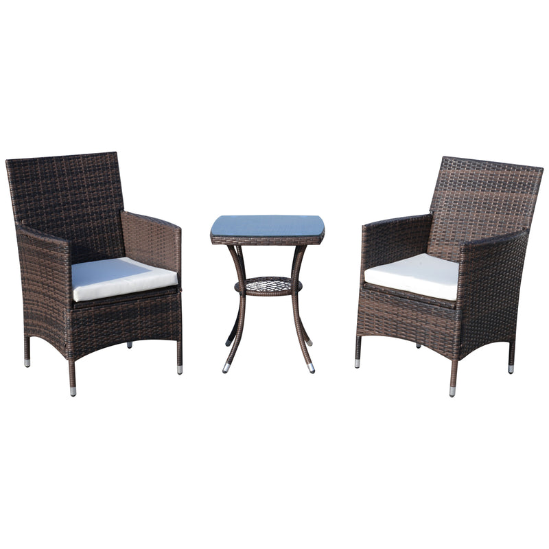 Okana 3pc Rattan Patio Chairs & Table Set - Coffee Brown - Seasonal Overstock
