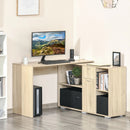 Simon Convertible L-Shaped Desk with Cabinet and Storage - Natural Oak - Seasonal Overstock