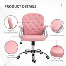 Stella Diamond Tufted Vanity Task Chair - Pink Faux Leather - Seasonal Overstock