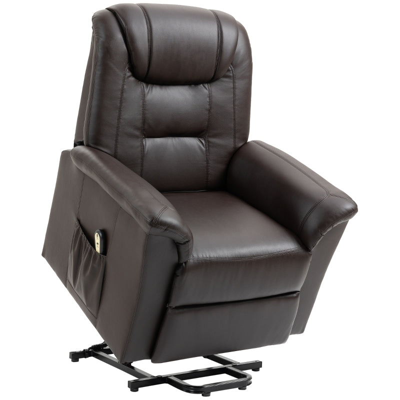Tanner Brown Faux Leather Powered Lift Chair Recliner - Seasonal Overstock