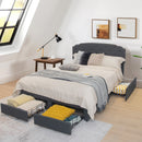Ciara Full Size Button Tufted Low Profile Platform Bed with Storage Drawers - Seasonal Overstock