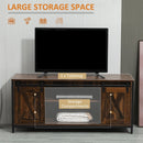TV Stand, Deacon Barn Door TV Stand Media Unit for TVs up to 60" - Rustic Brown - Seasonal Overstock
