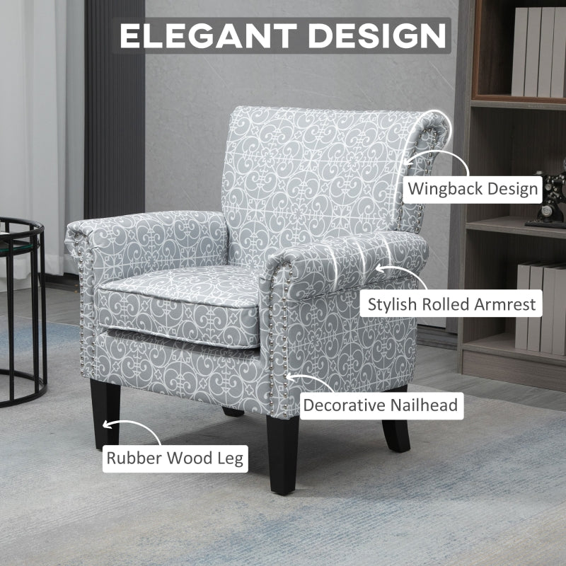 Eirian Nail Head Light Grey Upholstered Accent Arm Chair - Seasonal Overstock