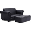 Kids Furniture, Kids Casa Kid Sized Sofa and Ottoman Set - Black - Seasonal Overstock