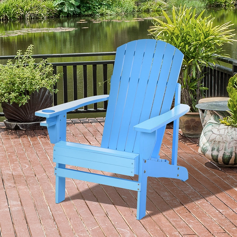 Linkin Wood Adirondack Chair in Blue - Seasonal Overstock