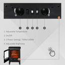Mini Electric Fireplace with Realistic Flame - Grey Black - Seasonal Overstock