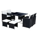 Mira 9pc Outdoor Patio Rattan Compact Dining Set - White - Seasonal Overstock