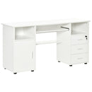 Nolan Computer Desk with Keyboard Tray Cabinet and Locked Drawer - White - Seasonal Overstock