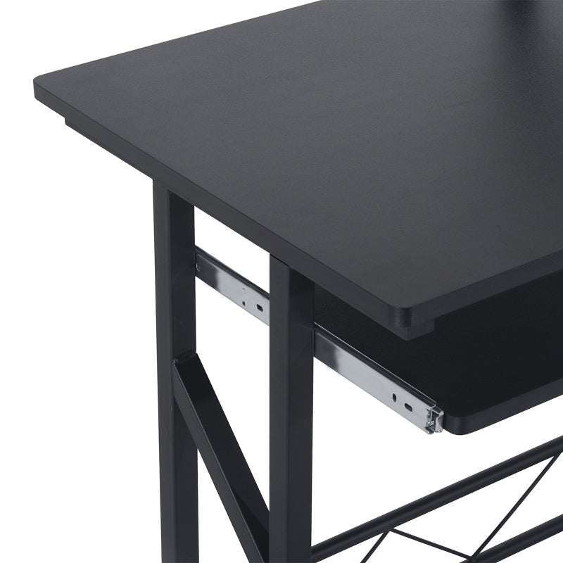 Sloan 35" Black Workstation Desk with Keyboard Tray & PC Shelf - Seasonal Overstock