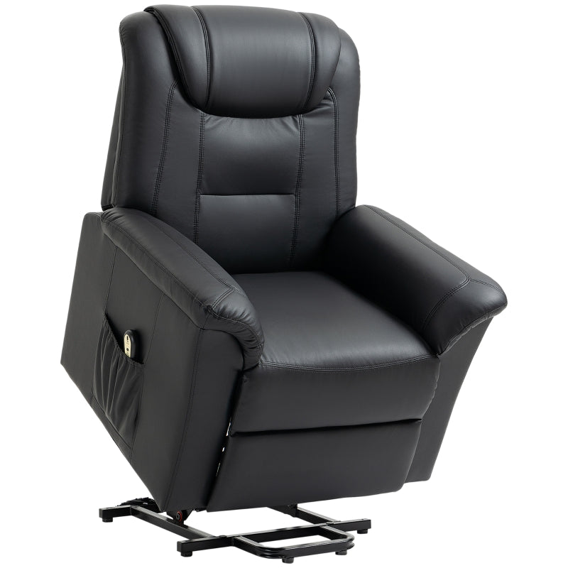Tanner Black Faux Leather Powered Lift Chair Recliner - Seasonal Overstock
