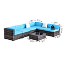 Patio Furniture, Wellington Shores 7pc Outdoor Sectional Sofa - Light Blue / Grey - Seasonal Overstock