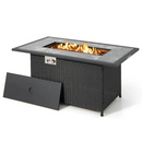 Branton 52" 50,000BTU Black Rattan Wicker Propane Fire Table with Lava Rocks and Cover - Seasonal Overstock