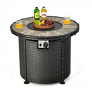 Conley 32" Round 30,000 BTU Fire Table with Cover - Brown - Seasonal Overstock