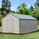 Greenhouse, 20' x 10' Heavy Duty Walk-In Plastic Cover Garden Greenhouse, Peaked Roof, Steel Frame, White - Seasonal Overstock