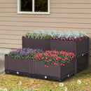 Planters, 31.5" x 31.5" Raised 4-Box Planter Flower Bed - Brown - Seasonal Overstock