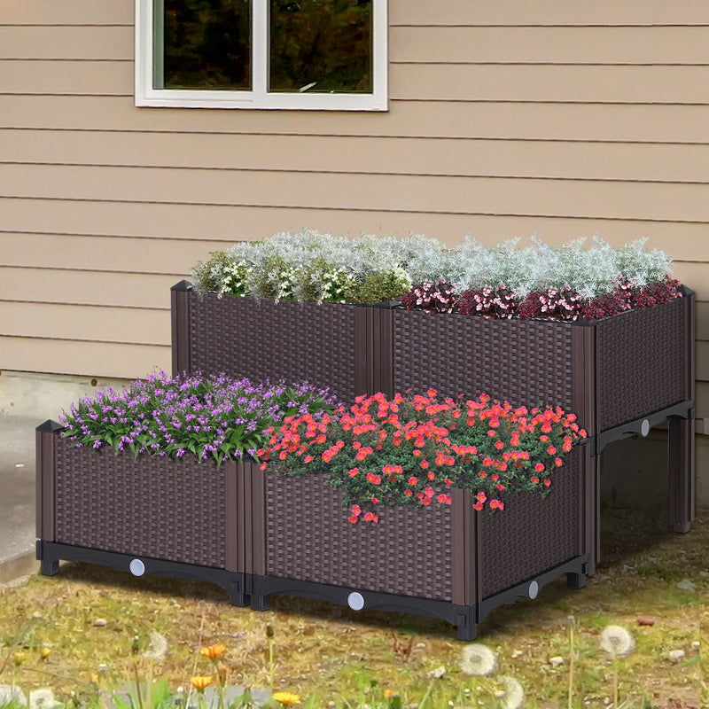 31.5" x 31.5" Raised 4-Box Planter Flower Bed - Seasonal Overstock