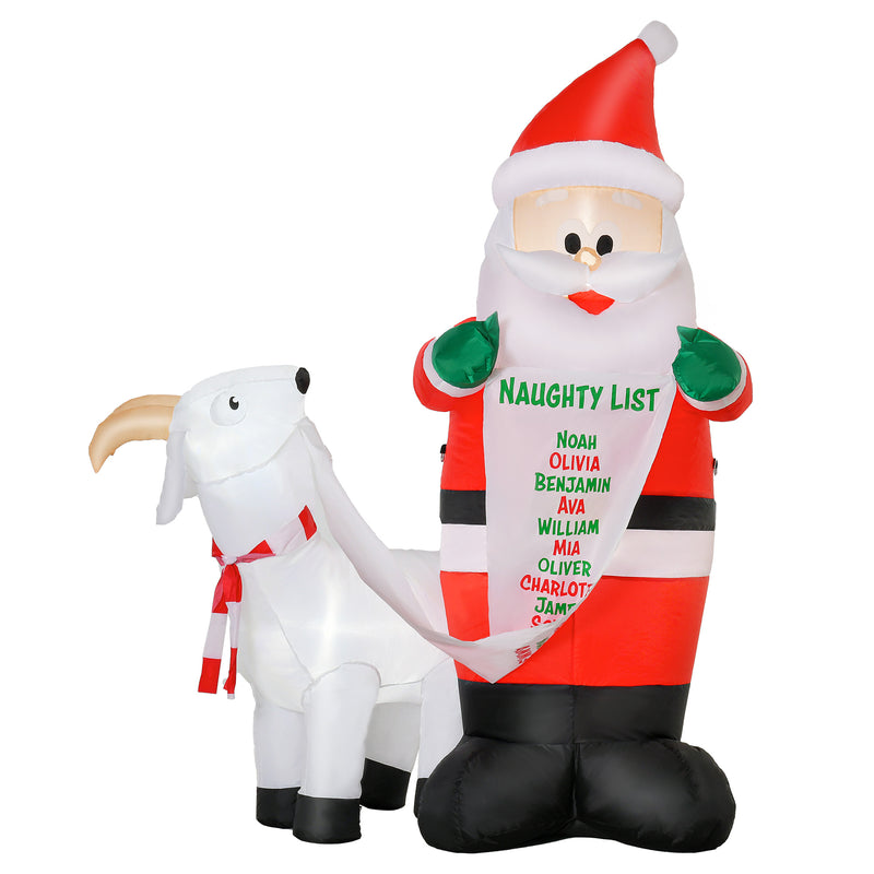 6ft Inflatable Santa with Naughty List & Goat - Seasonal Overstock