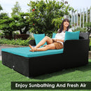 Halton Outdoor Rattan Lounging Patio Sofa - Turquoise - Seasonal Overstock