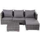 Lana 3pc Outdoor Rattan Sofa Sectional and Table - Grey - Seasonal Overstock