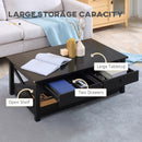 Coffee Tables, Penn Farmhouse Style Coffee Table with Drawers - Black - Seasonal Overstock