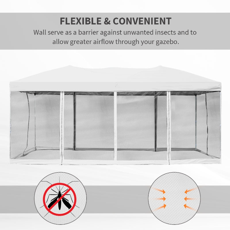 10' x 20' Pop-Up Party Tent Gazebo with Removable Mesh Walls - White - Seasonal Overstock
