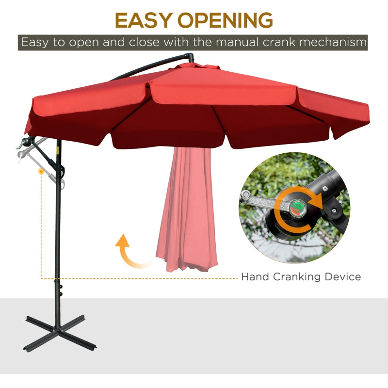 11ft Offset Cantilever Patio Umbrella with Easy Tilt Adjust - Red - Seasonal Overstock