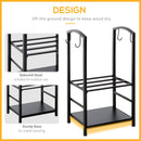 2-Tier Black Firewood Rack Log Holder with 4pc Tool Set - Seasonal Overstock