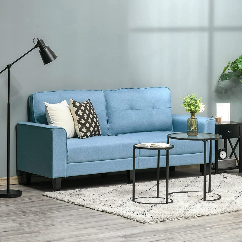 Anna Button Tufted Modern Contemporary Sofa - Blue - Seasonal Overstock