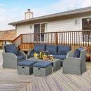 Balsam Cove 6pc Outdoor Wicker Sofa Chairs Table and Stool Patio Set - Dark Blue - Seasonal Overstock