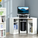 Bennie White Corner Desk With Monitor Stand and Shelves - Seasonal Overstock