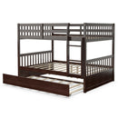 Chandler Full Over Full Wood Bunk Bed with Trundle Bed - Brown - Seasonal Overstock