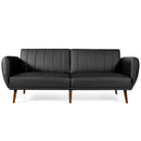 Graeme 81" Faux Leather Convertible Futon Sofa Bed - Black - Seasonal Overstock