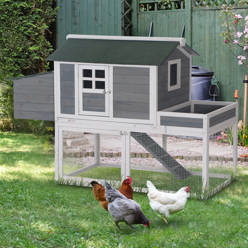 Hinterland Acres 63" Chicken Coop Run & Planter - Grey - Seasonal Overstock