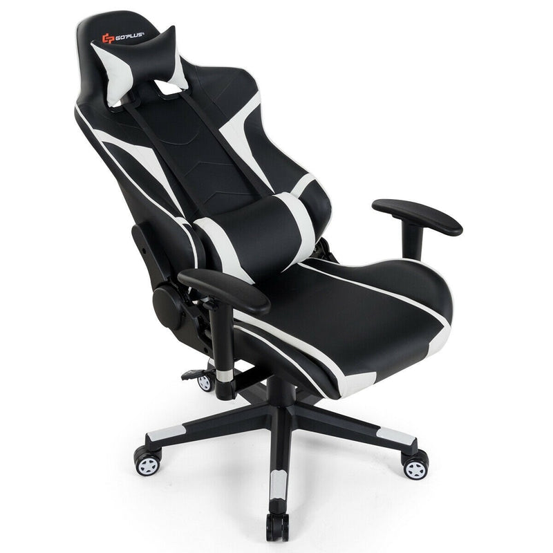Lucas High-Back Gaming Chair with Massage - White - Seasonal Overstock